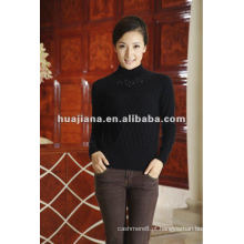 Camisolas de suéter de caxemira preto feminino para inverno